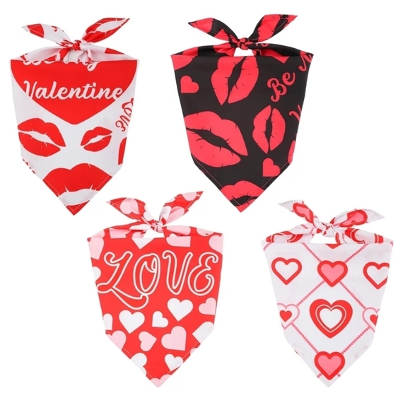 Peutier Other - Peutier NWOT 4 Pack Valentine's Day Themed Pet Dog Bandanas- One Size